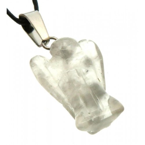 Clear Quartz Gemstone Carved Angel Pendant